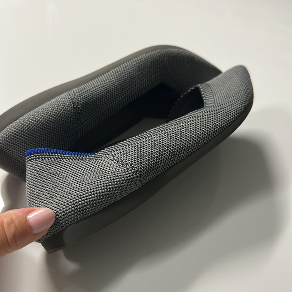 Rothy's Pointed Toe Flats in Charcoal Gray with Blue Trim - Picture 10 of 16